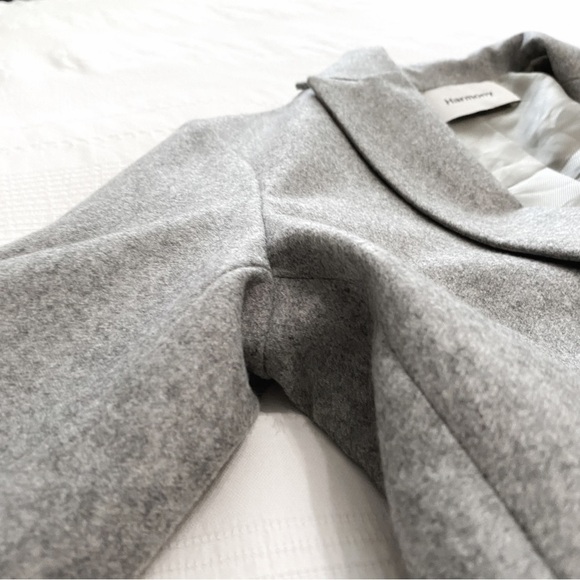 NWOT HARMONY PARIS GREY 100% WOOL BELTED SINGLE BUTTON CLOSURE BLAZER - Picture 11 of 14